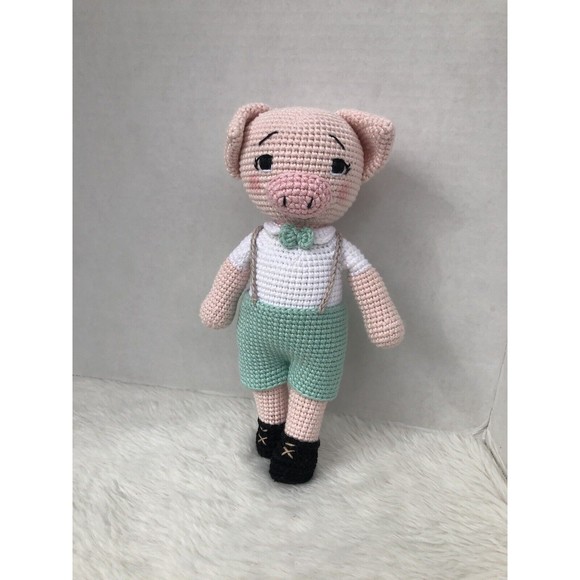 2 Piggy doll Couple, Handmade Dolls, Peggy’s Crochet, Baby Crochet Plush Toy - Picture 13 of 16